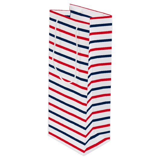 Fourth of July red white blue stripes patriotic Wijn Cadeautas (Voorkant Gekanteld)
