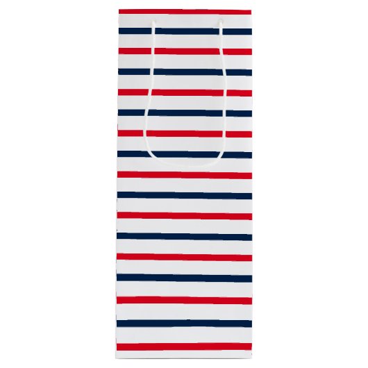 Fourth of July red white blue stripes patriotic Wijn Cadeautas (Voorkant)