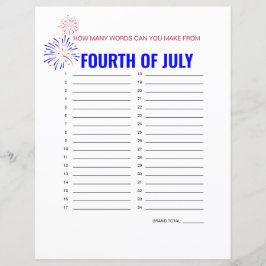 "Fourth of July" Word Maker Game