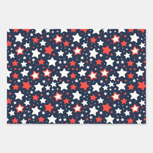 Fourth Of July Wrapping Paper Flat Sheet Set of 3 (Voorkant 3)