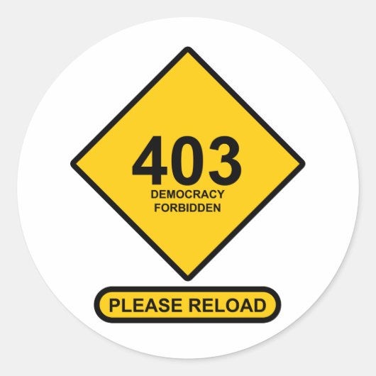 Fout 403: Democratie verboden Ronde Sticker (Voorkant)