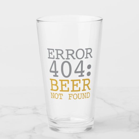 Fout 404 Bier niet gevonden Glas (Voorkant)