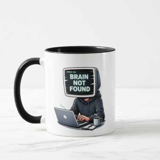 Fout 404 Brein Niet Gevonden Grappig Ontwerp – Pro Mok (Links)