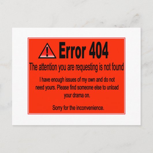 Fout 404 briefkaart (Voorkant)