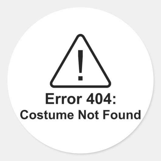 Fout 404 Halloween Costume niet gevonden Ronde Sticker (Voorkant)