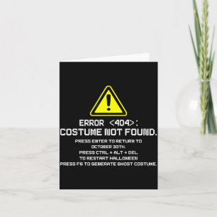 Fout 404 Kostuum Niet Gevonden Grappig Halloween v Kaart