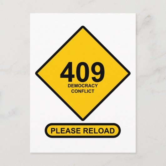 Fout 409: Democratieconflict Briefkaart (Voorkant)