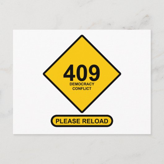 Fout 409: Democratieconflict Briefkaart (Voorkant)