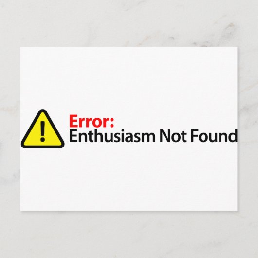 Foutbericht - enthousiasme niet gevonden briefkaart (Voorkant)