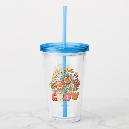 Fouten helpen ons groeien - speelse bloemen Motiva Acryl Drinkbeker (Voorkant)