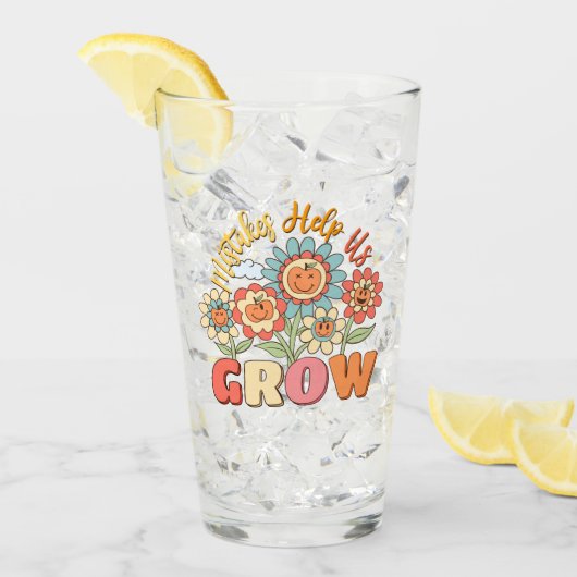 Fouten helpen ons groeien - speelse bloemen Motiva Glas (Voorkant ijs)