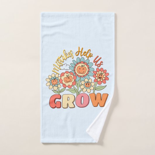 Fouten helpen ons groeien | Speelse bloemenmotivat Bad Handdoek (Handdoek)