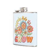 Fouten helpen ons groeien | Speelse bloemenmotivat Heupfles (Links)