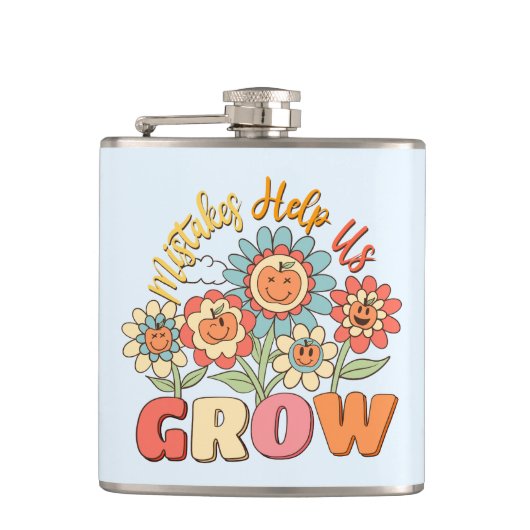 Fouten helpen ons groeien | Speelse bloemenmotivat Heupfles (Voorkant)