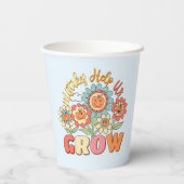 Fouten helpen ons groeien | Speelse bloemenmotivat Papieren Bekers (Achterkant)