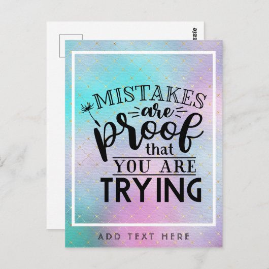 Fouten zijn bewijs dat je het probeert - Motiveren Briefkaart (Voorkant / Achterkant)