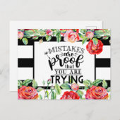 Fouten zijn bewijs dat je het probeert Rode Rozen  Briefkaart (Voorkant / Achterkant)
