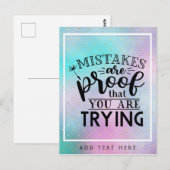 Fouten zijn een bewijs dat je probeert - Motivatie Briefkaart (Voorkant / Achterkant)