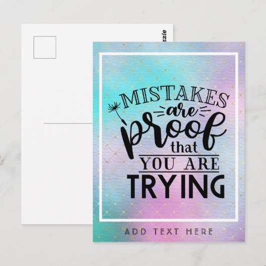 Fouten zijn een bewijs dat je probeert - Motivatie Briefkaart (Voorkant / Achterkant)