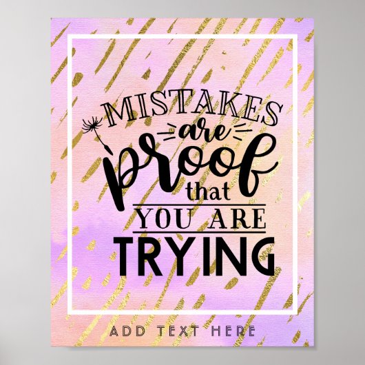 Fouten zijn een bewijs dat je probeert - Motivatie Poster (Voorkant)
