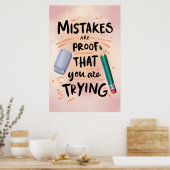 Fouten zijn een bewijs dat je probeert poster (Keuken)