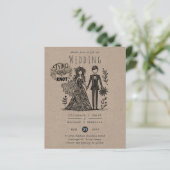 Foutieve Trouwkaart Cartoon Bruid Bruidegom Handge (Staand voorkant)