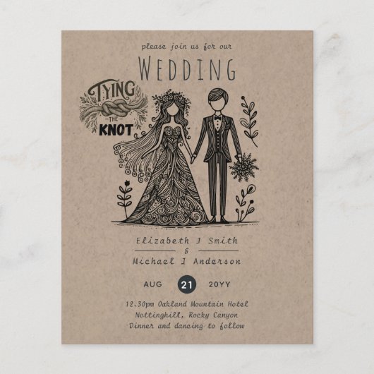 Foutieve Trouwkaart Cartoon Bruid Bruidegom Handge (Voorkant)