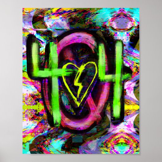 Foutmelding cyberpunk dystopian Future Art Poster (Voorkant)