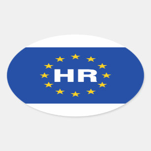 FOUW Kroatië "HR" EU-vlag Ovale Sticker