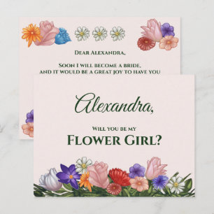 Fowers Painting wordt mijn Bloemenmeisje Uitnodiging Briefkaart