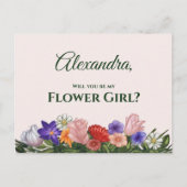 Fowers Painting wordt mijn Bloemenmeisje Uitnodiging Briefkaart (Voorkant)