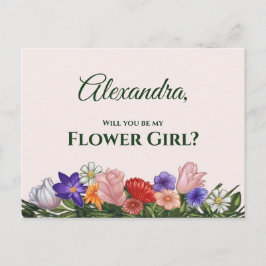 Fowers Painting wordt mijn Bloemenmeisje Uitnodiging Briefkaart