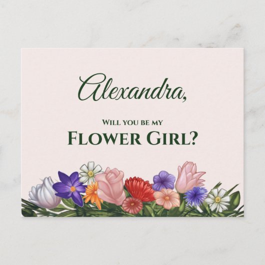 Fowers Painting wordt mijn Bloemenmeisje Uitnodiging Briefkaart (Voorkant)