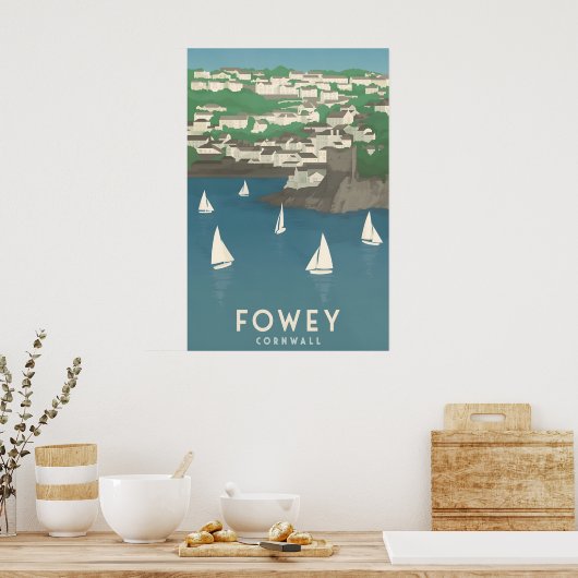 Fowey Cornwall Reisposter Poster (Keuken)