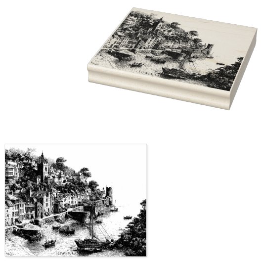 Fowey, Cornwall  schets Rubberstempel (Gestempeld)