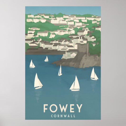 Fowey Cornwall Travel Poster (Voorkant)