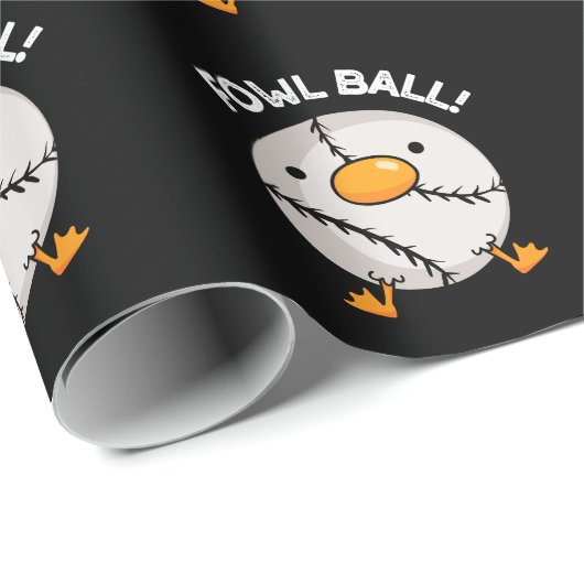 Fowl Ball Funny Sports Pun Dark BG Cadeaupapier (Rol Hoek)