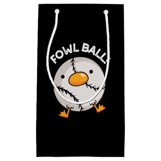 Fowl Ball Funny Sports Pun Dark BG Klein Cadeauzakje (Voorkant)