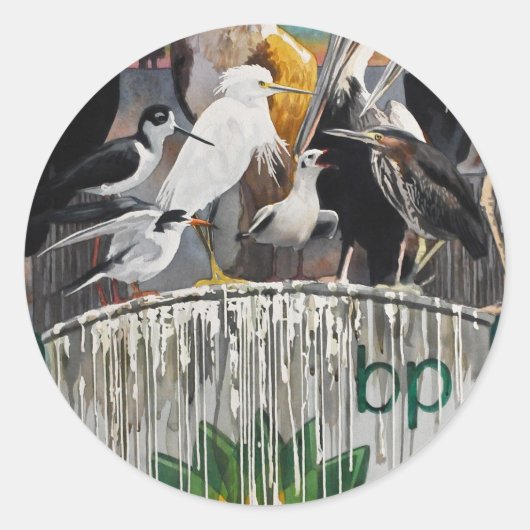 Fowl Language Oil Disaster Art Ronde Sticker (Voorkant)