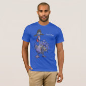 Fowl Play Cartoon Blue Turkey dark T shirt (Voorkant volledig)