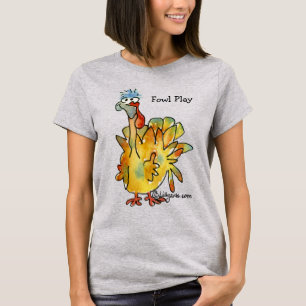 Fowl Play Cartoon Gold Turkey T shirt