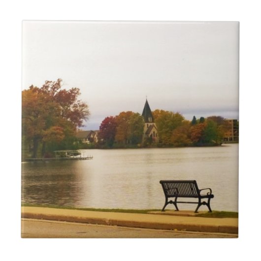 Fowler Lake in de herfst, WI Tegeltje (Voorkant)