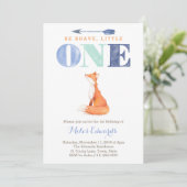 Fox 1st Birthday Party nodigt Kaarten voor jongen (Staand voorkant)