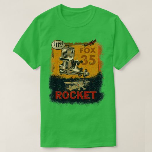 Fox 35 model vliegtuig motoren t-shirt (Design voorkant)