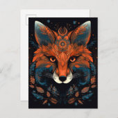 Fox Abstract Surreal Modern Boho Fantasy Art Briefkaart (Voorkant / Achterkant)