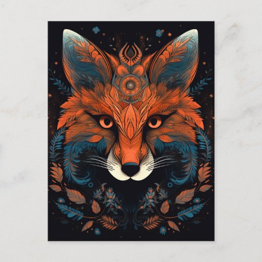 Fox Abstract Surreal Modern Boho Fantasy Art Briefkaart (Voorkant)