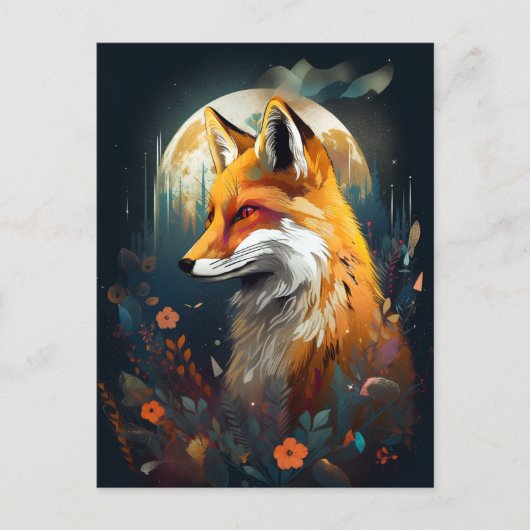 Fox Abstract Surreal Modern Boho Fantasy Art Briefkaart (Voorkant)
