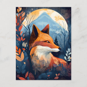 Fox Abstract Surreal Modern Boho Fantasy Art Briefkaart