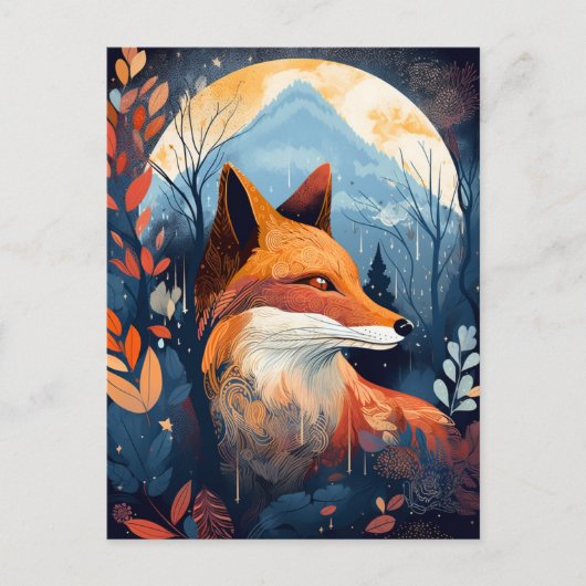 Fox Abstract Surreal Modern Boho Fantasy Art Briefkaart (Voorkant)