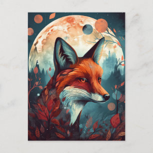 Fox Abstract Surreal Modern Boho Fantasy Art Briefkaart
